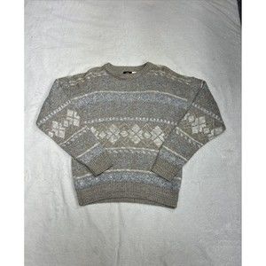 Vintage Iredell County Knit Argyle Sweater Biege Men's Size Medium USA Made